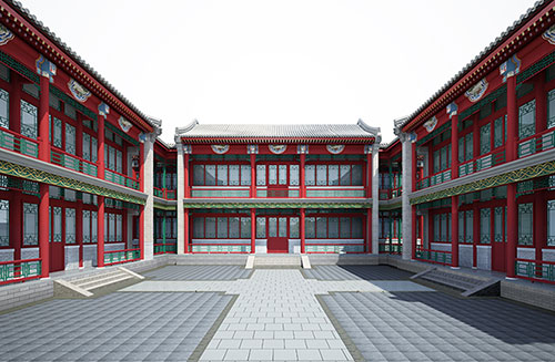 遵义北京四合院设计古建筑鸟瞰图展示
